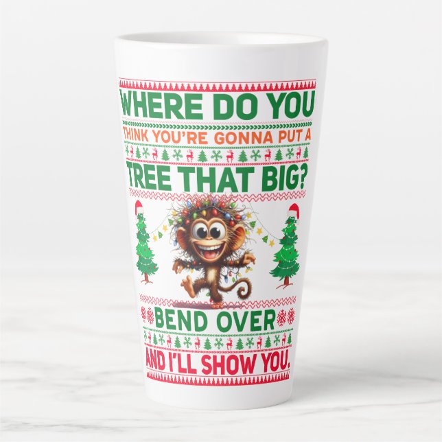 Caneca De Café Latte Feliz Natal Para O Macaco-Presente (Frente)