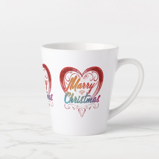Caneca De Café Latte Feliz Natal Pequeno Latim, 12 oz (Direita)