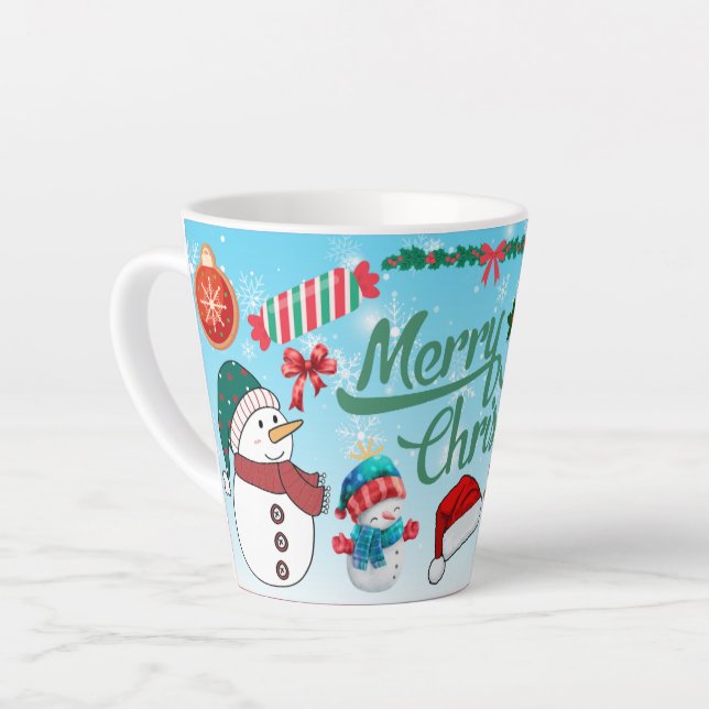 Caneca De Café Latte Feliz Natal presente de Natal (Ângulo esquerdo)