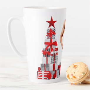 Caneca De Café Latte Feliz Natal SlipperyJoe presente vermelho branco p