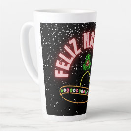 Caneca De Café Latte Feliz Navidad Holiday Neon