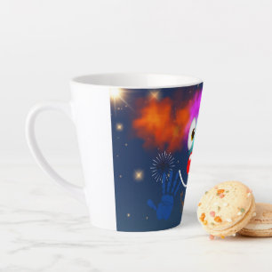 Caneca De Café Latte Feliz palhaço, estende o céu
