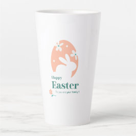 Caneca De Café Latte Feliz Páscoa – Coelho & Ovo Desenho Floral