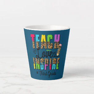 Caneca De Café Latte Feliz Primeiro Dia Da 3ª Série Professor Amor Boho