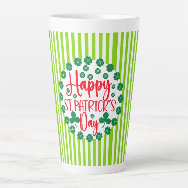 Caneca De Café Latte Feliz Rua do Círculo do Dia de Patrick Design-6350 (Frente)