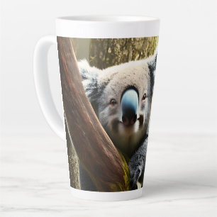 Caneca De Café Latte Feliz Urso De Koala Australiano Em Árvore, Lata