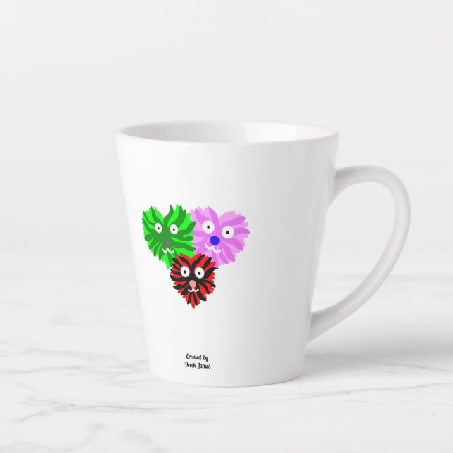 Caneca De Café Latte Felpudos Cardíacos Pequena Caneta Latte (Direita)