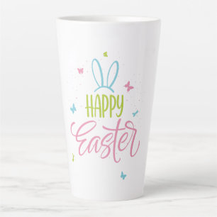 Caneca De Café Latte Felz pascoa com borboletas