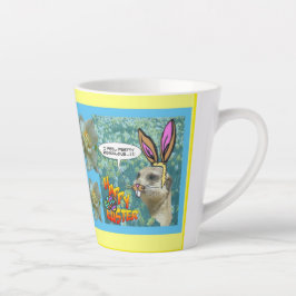 Caneca De Café Latte Felz pascoa Meerkat Daffodils Design Latte