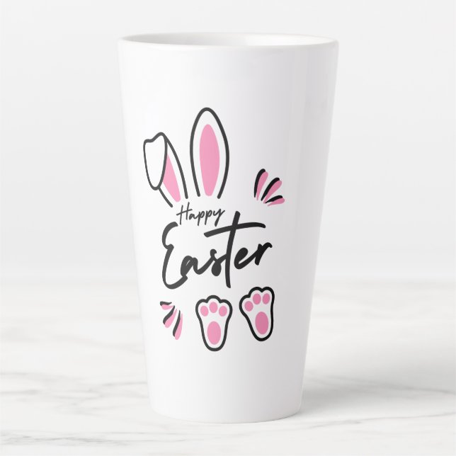 Caneca De Café Latte Felz pascoa (rosa) (Frente)