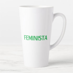 Caneca De Café Latte Feminista em Espanhol Verde e Moderno