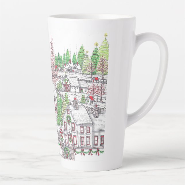 Caneca De Café Latte Feriado da vila de Natal Latte (Direita)