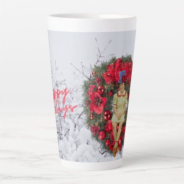 Caneca De Café Latte Feriado de Natal para Garota Imobiliária (Frente)