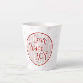 Caneca De Café Latte Feriado de Natal Rosa e Branco Amar Alegria