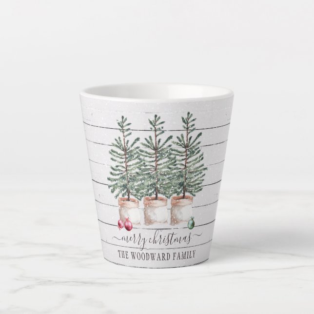 Caneca De Café Latte Feriado de Natal Rustic Tres Latte Mug (Frente)