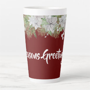 Caneca De Café Latte Feriado de White Poinsettia Garland