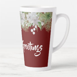 Caneca De Café Latte Feriado de White Poinsettia Garland