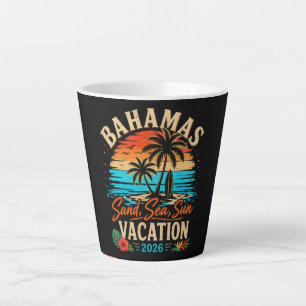 Caneca De Café Latte Férias Sol Areia Mar Bahamas 2026