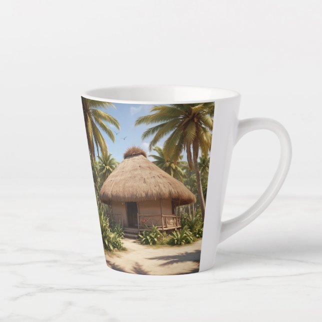 Caneca De Café Latte Férias Tropicais (Direita)