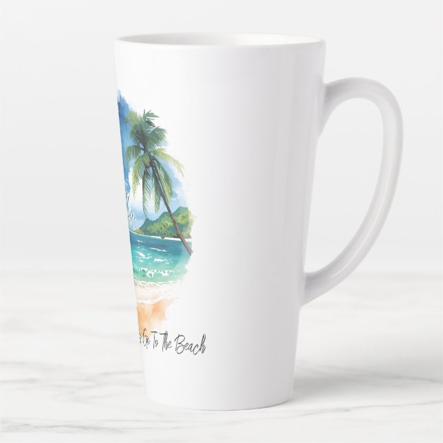Caneca De Café Latte Férias, Vamos à Praia  (Direita)