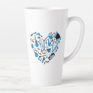 Caneca De Café Latte Ferramenta Coração de Instrumento Musical