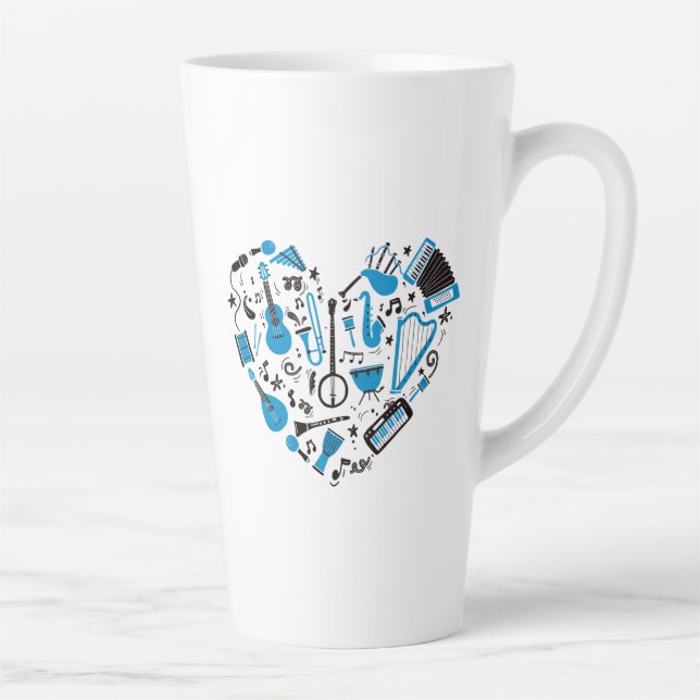 Caneca De Café Latte Ferramenta Coração de Instrumento Musical (Direita)