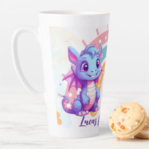 Caneca De Café Latte Festa de aniversário dinossauros unicórnio fofo ro