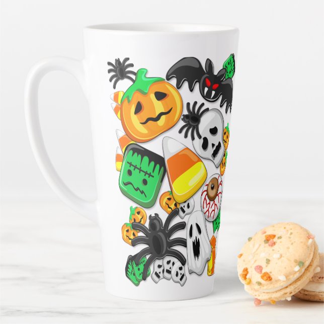 Caneca De Café Latte Festa de Candies do Halloween Spooky (In Situ)