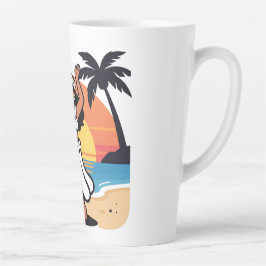 Caneca De Café Latte Festa de dança havaiana na praia pôr do sol ilha t