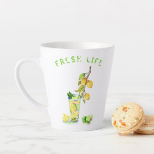 Caneca De Café Latte Festa de Verão com limão fresco, limonada e limo