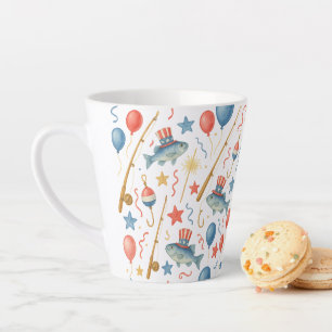 Caneca De Café Latte Festa do Dia da Independência de 4 de julho para a