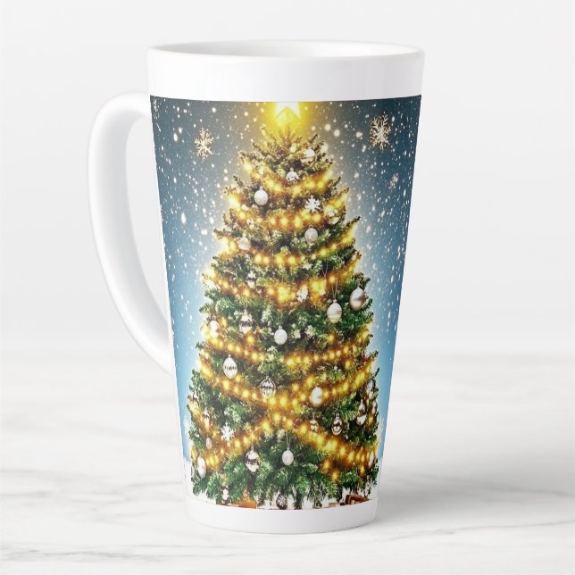 Caneca De Café Latte Festive Christmas Tree with Cozy Winter Design gif (Ângulo esquerdo)