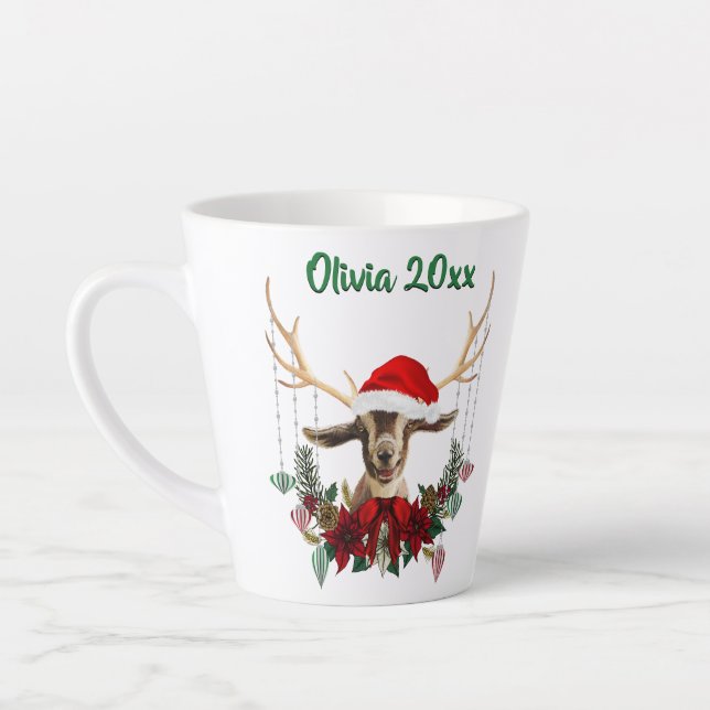Caneca De Café Latte Festivo Natal Toggenburg Goat Kid (Esquerda)