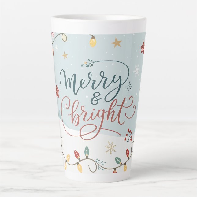 Caneca De Café Latte Festivo Winter Wonderland Holiday (Frente)