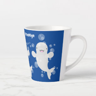 Caneca De Café Latte Figura de desenho animado de bolhas de baleia belu