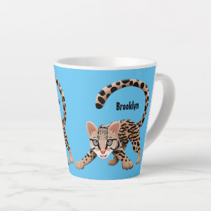 Caneca De Café Latte Figura de desenho animado de ocelot bonito
