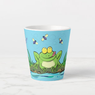 Caneca De Café Latte Figura de desenho animado de sapo verde-esfomeado