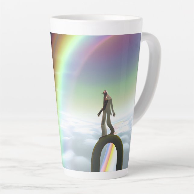 Caneca De Café Latte Figura Misteriosa no Stargate Inter-Dimensional (Ângulo direito)