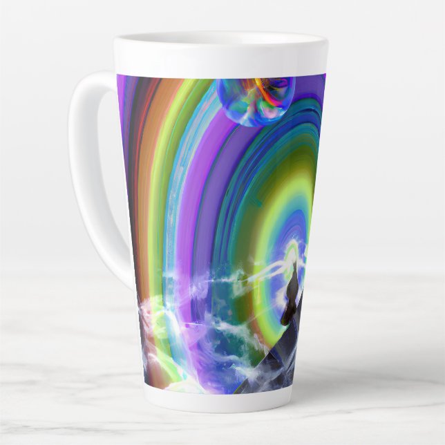 Caneca De Café Latte Figura Misteriosa no Stargate Inter-Dimensional (Ângulo esquerdo)