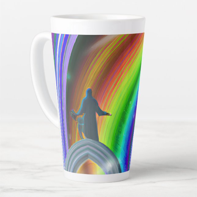 Caneca De Café Latte Figura Misteriosa no Stargate Inter-Dimensional (Ângulo esquerdo)