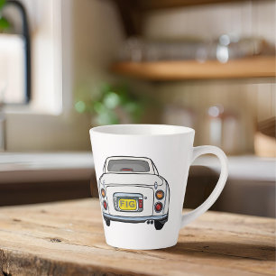 Caneca De Café Latte Figuras do Monograma do Carro Branco Bonito