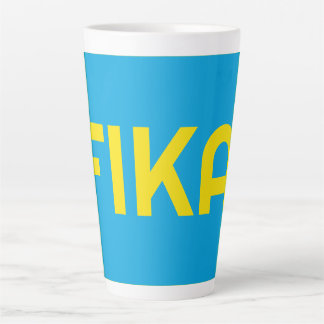 Caneca De Café Latte FIKA Amarelo e Azul Negrito