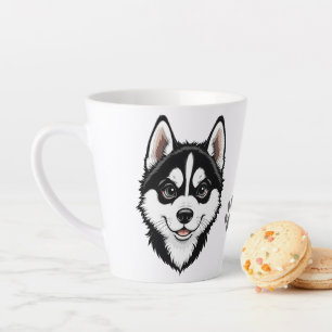 Caneca De Café Latte Filhote de Husky Siberiano Fofo