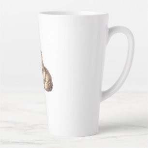 Caneca De Café Latte Filhote de Lobo Kawaii com Olhos Brilhantes e Doce