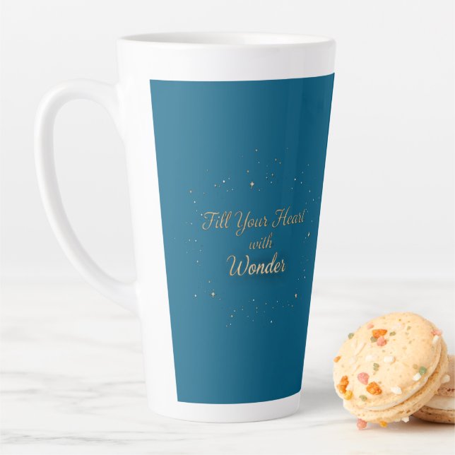 Caneca De Café Latte Fill Your Heart With Wonder Elegant Christmas (In Situ)