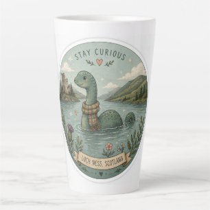 Caneca De Café Latte Fique Curioso Aconchegante Críptido Nessie Monstro