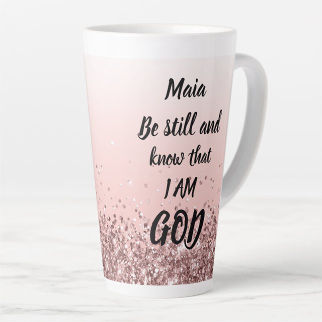 Caneca De Café Latte Fique E Saiba Que Sou Deus - Modelo Latte Mug (Ângulo direito)
