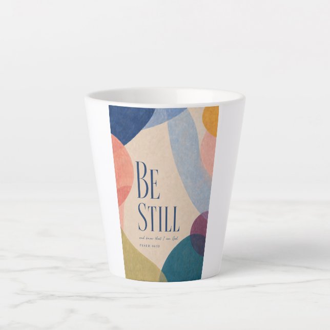 Caneca De Café Latte FIQUE EM SILÊNCIO | Salmo 46:10 Cristão (Frente)