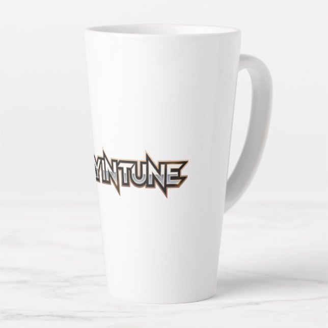 Caneca De Café Latte Fique em Sintonia - texto (Ângulo direito)