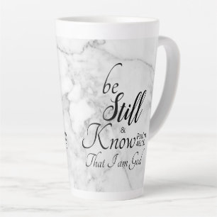 Caneca De Café Latte Fique Parado e Conheça Versículo Bíblico 46:10 Már